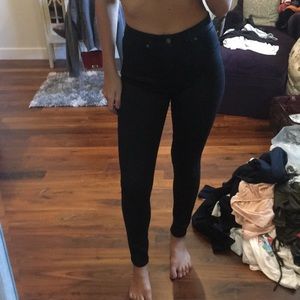 Black high waisted wax jeans